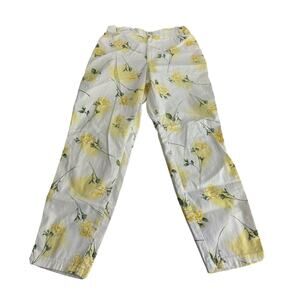 Escada floral pants trousers rose yellow green size 24